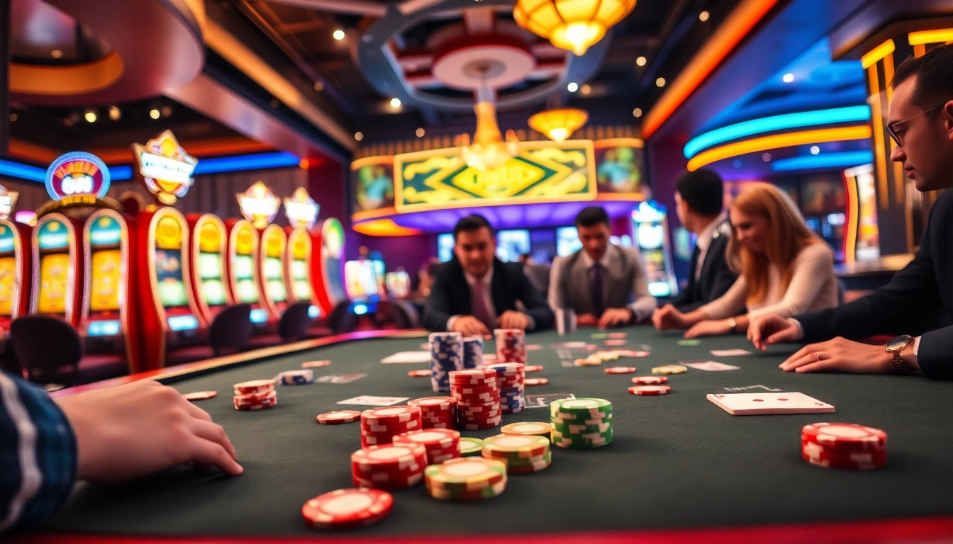 Engage with reddit casino gaming at a vibrant table filled with chips and cards.