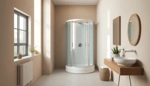 Vibrant view of sonni Duschkabine 80x80 in a contemporary bathroom setting showcasing elegance and comfort.