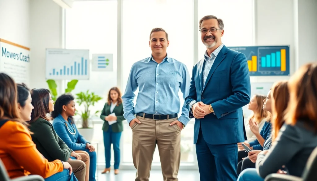 Engage with a business coach near me in a bright office setting promoting collaboration and growth.