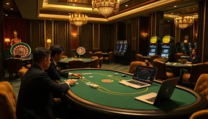 Players strategize at a casino table while referencing hidden wiki tor for online gambling insights.