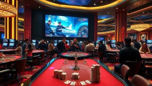 Watch Trực tiếp esports action live at a luxurious casino with engaging gamers and thrilling visuals.
