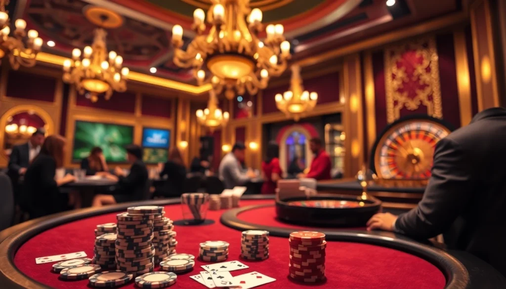 Exciting Blackjack action at 98win com with vibrant casino ambiance and engaging players.