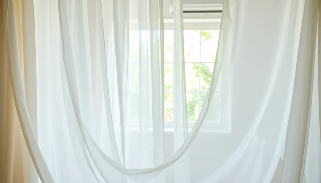 Lichte en transparante stoffen als elegante gordijnen in een zonovergoten kamer