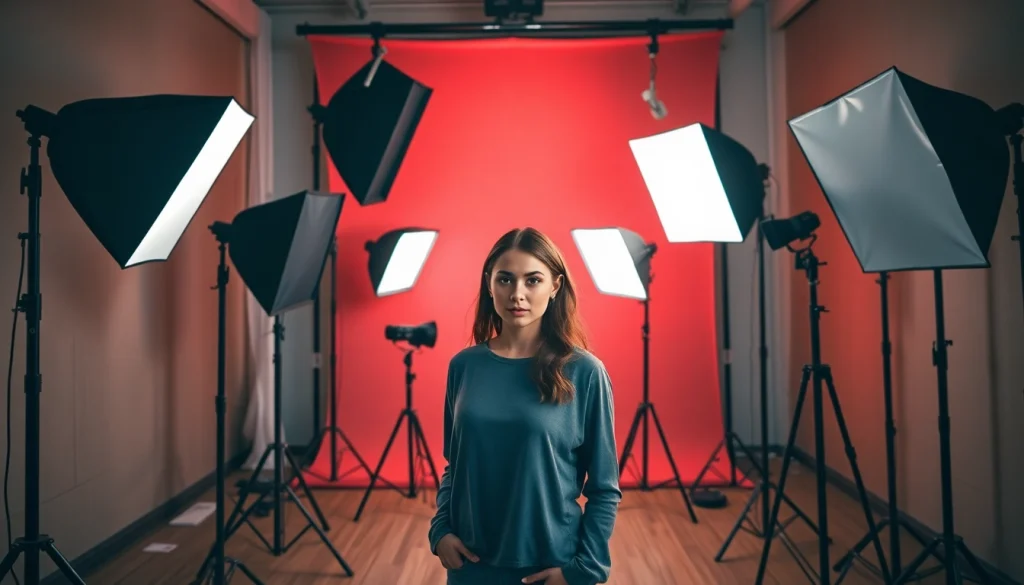Learn studio lighting photography course techniques with a professional lighting setup showcasing vibrant equipment.