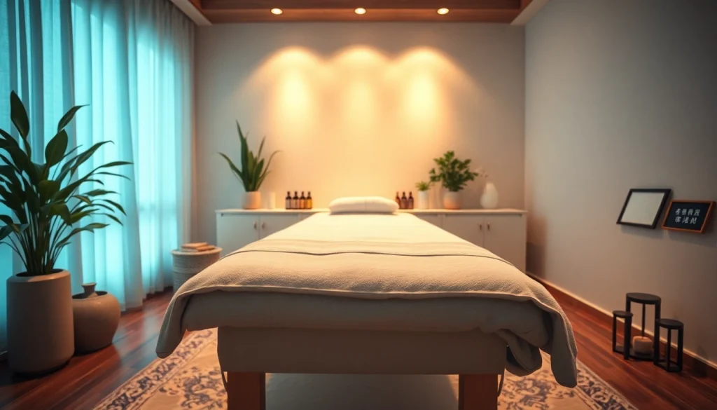 출장마사지 therapy room with calming decor and professional ambiance.
