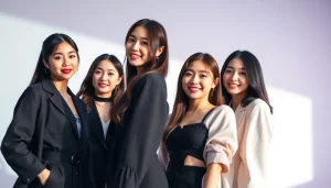 blackpink members showcase their unique styles and personalities in a vibrant portrait.