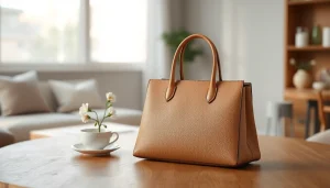 레플리카사이트의 고품질 명품 가방이 자연광 아래 우아하게 전시되어 있습니다.