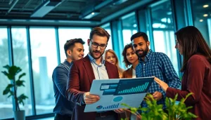 Marketing Consultant collaborating in a team setting, analyzing strategies and data insights.