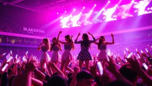 Catch the latest Blackpink news with a vibrant concert image showcasing BLACKPINK energized on stage.
