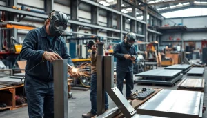 Find steel fabricators near me crafting precision metalwork in a modern workshop environment.