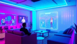 Engaging visual of nsfw character AI interface in a vibrant, futuristic digital space.