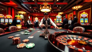 Players enjoying a thrilling game at the GG88 casino table with vibrant lighting.