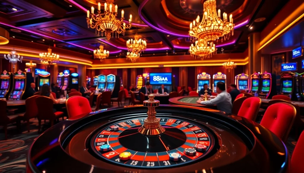Players engaged in thrilling bets at the roulette table at 88aa.com, showcasing excitement and luxury.