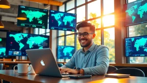 在科技感十足的咖啡馆中，快连VPN用户享受无缝连接。