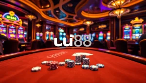Experience the thrilling atmosphere of uu88 with poker tables and slot machines in action.