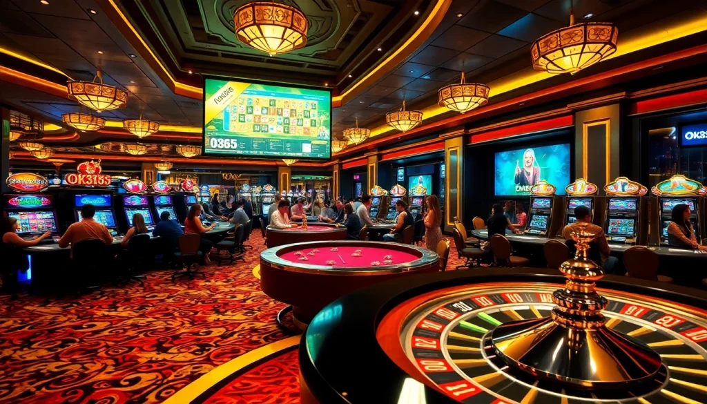 Players enjoy a thrilling gambling experience at OK365 casino tables filled with excitement.