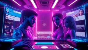 Engaging scene of NSFW AI chatbot interface showcasing customizable avatars and futuristic design.