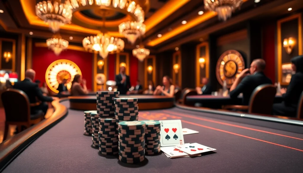 RR88 offers an engaging casino experience with players at a vibrant gaming table.