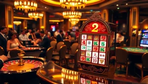 Experience the excitement of Mahjong Ways 2 at a vibrant casino scene with engaging players and slot machines.