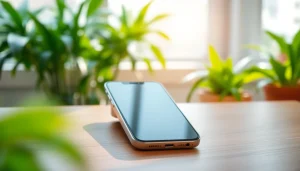 Captura del iPhone SE 2022 mostrando su diseño moderno y elegante sobre una mesa de madera.