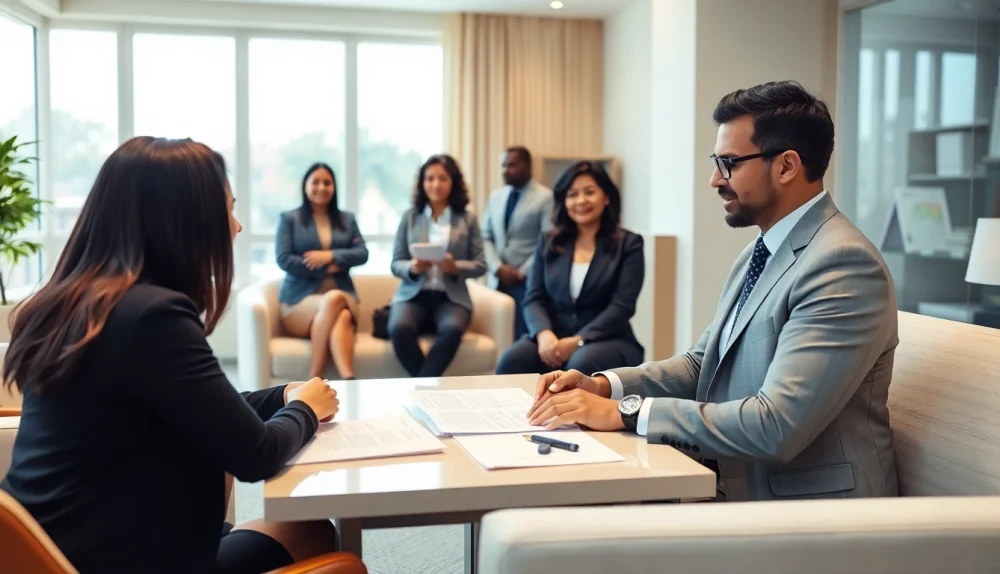 Virginia Immigration Lawyer consulting with clients in a bright office.