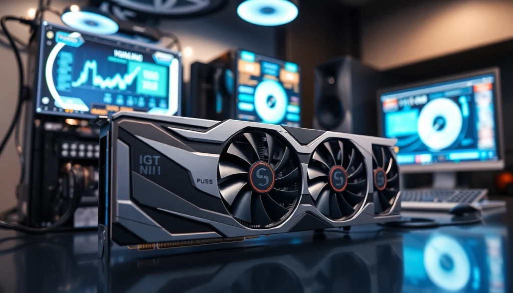 Wydajna karta graficzna w nowoczesnym biurze, idealna do intensywnych zadań graficznych.