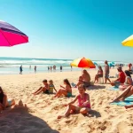 Experience the vibrant atmosphere of Myrtle Beach at https://myrtlebeachsc.com/ with families enjoying the sun and surf.