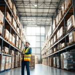 Enhancing warehousing operations with organized inventory management in a bright facility.