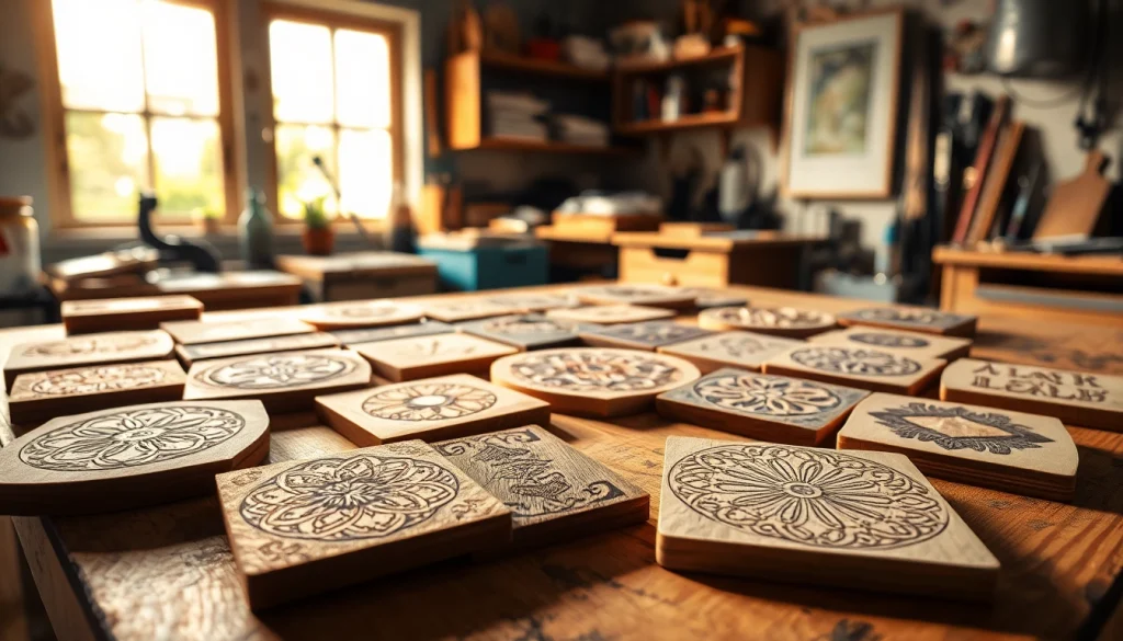 Explore detailed laser engraving designs on wood, highlighting artistic craftsmanship and intricate patterns.