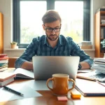 Enhance your exam support strategies with a dedicated student studying in a bright, organized space.