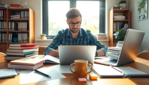 Enhance your exam support strategies with a dedicated student studying in a bright, organized space.