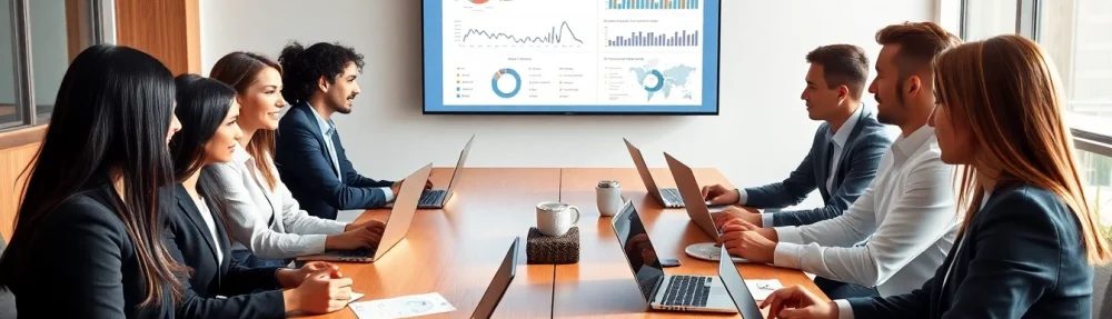 Visualize CRM integration in a collaborative business meeting setting featuring active professionals.