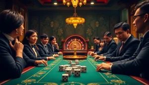 Players engaging in an exciting round of Tài xỉu md5 with vibrant casino atmosphere.