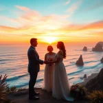 Big Sur wedding photographer capturing a couple's beautiful vow exchange against the coastal cliffs.