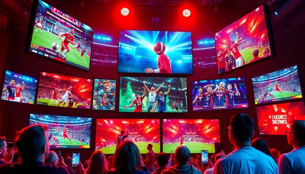 Engaging view of live sports streaming on multiple screens by 토토스토리, capturing excitement and community.