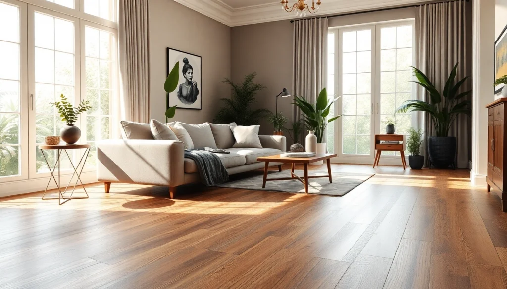 Enhance your space with beautiful vinyl flooring showcased in a stylish living room setting.