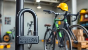 Freelock Sicherheitssystem in einer modernen Werkstatt mit hochwertigen Fahrradschlössern.